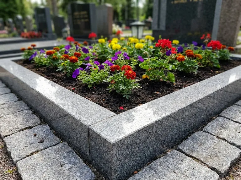 Цветник и многолетники в озеленении могильного участка в Волгограде