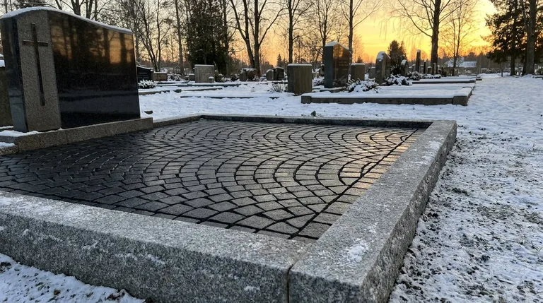 Гранитная брусчатка на могильном участке, образец ПМ005 в Волгограде