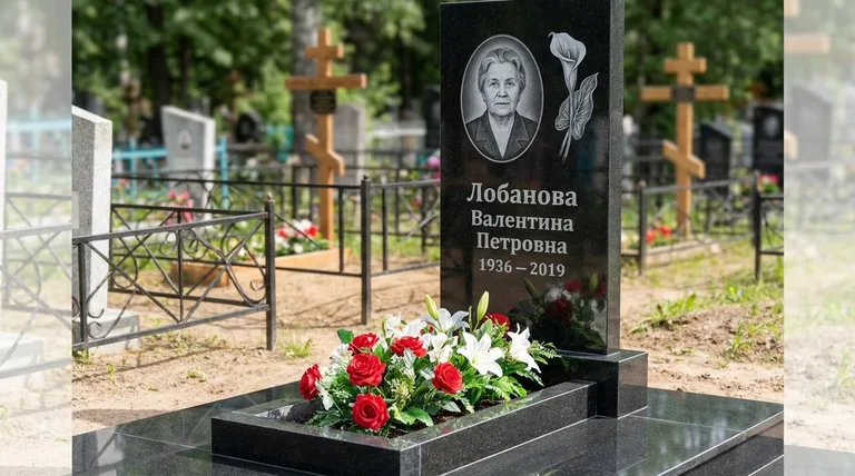 Памятник с гравировкой калл — выполненная работа «Лобанова» в Волгограде