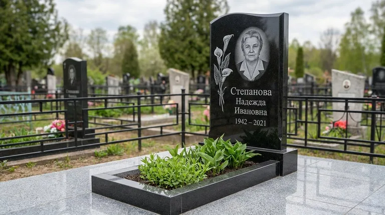 Памятник с гравировкой калл — выполненная работа «Степанова» в Волгограде