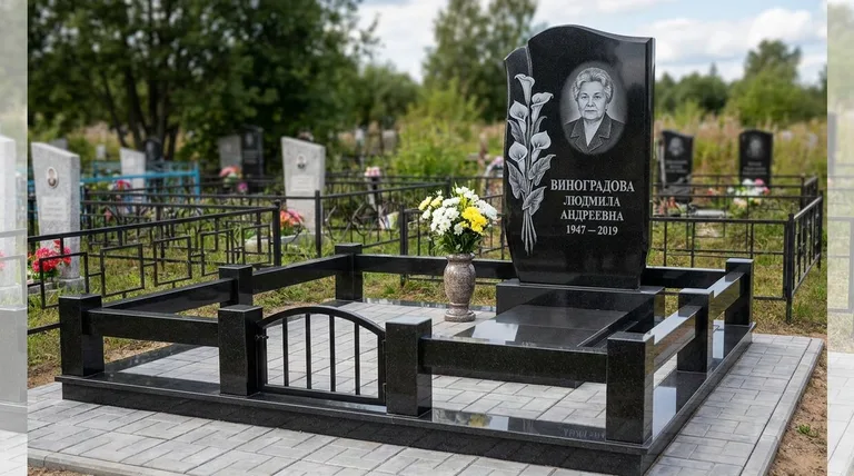 Памятник с гравировкой калл — выполненная работа «Виноградова» в Волгограде