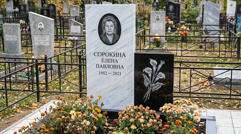Памятник с гравировкой калл — выполненная работа «Сорокина» в Волгограде
