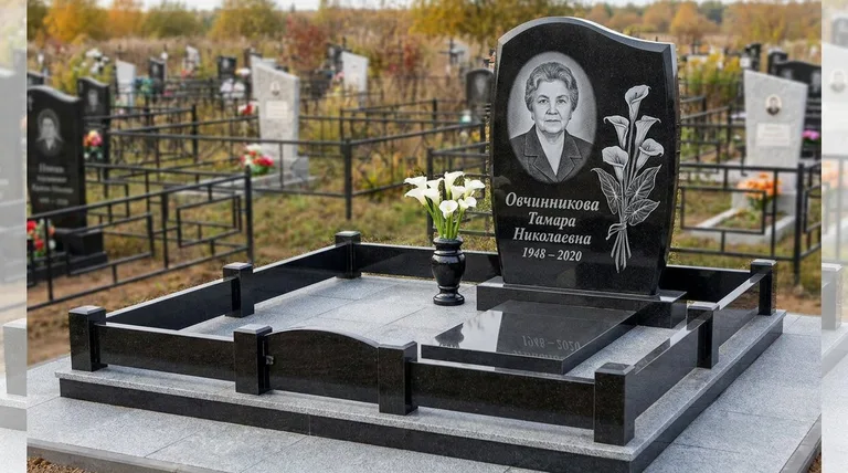 Памятник с гравировкой калл — выполненная работа «Овчинникова» в Волгограде