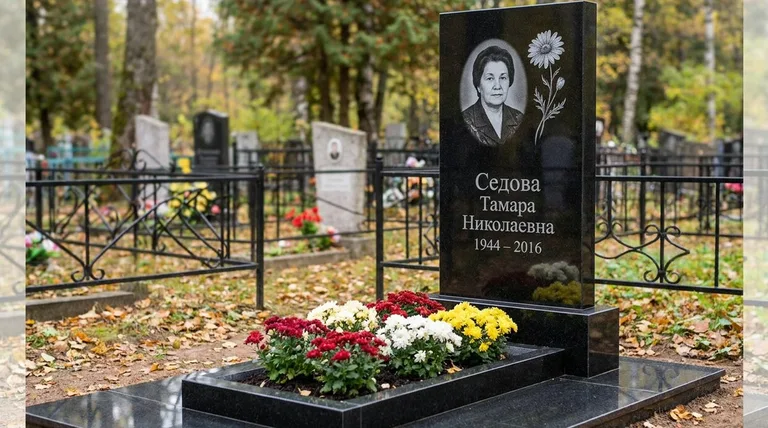 Памятник с гравировкой ромашек — выполненная работа «Седова» в Волгограде