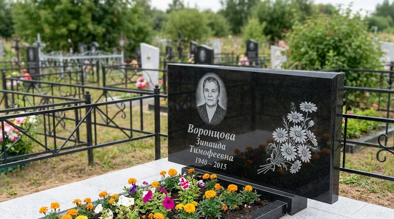 Памятник с гравировкой ромашек — выполненная работа «Воронцова» в Волгограде