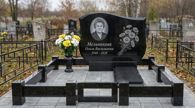 Памятник с гравировкой ромашек — выполненная работа «Мельникова» в Волгограде