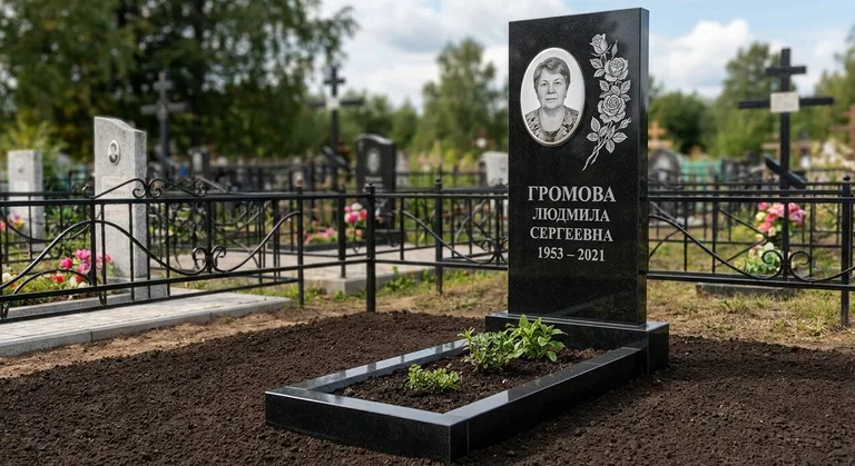 Памятник с гравировкой роз — выполненная работа «Громова» в Волгограде