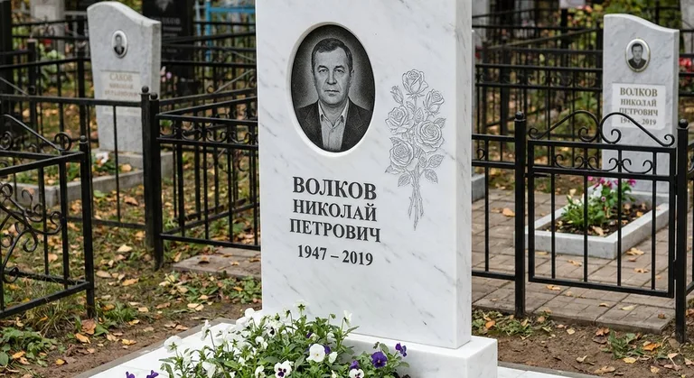 Памятник с гравировкой роз — выполненная работа «Волков» в Волгограде