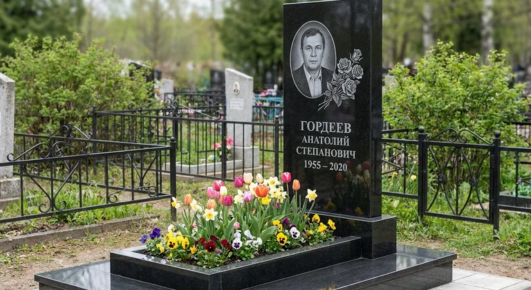 Памятник с гравировкой роз — выполненная работа «Гордеев» в Волгограде