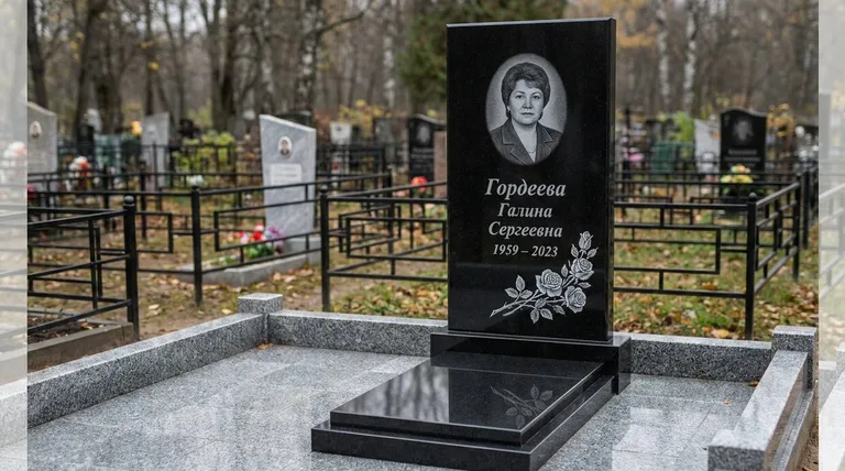 Памятник с гравировкой роз — выполненная работа «Гордеева» в Волгограде
