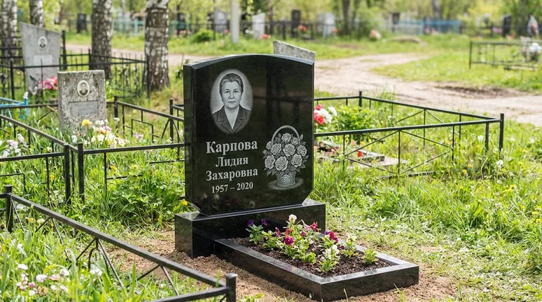 Памятник с гравировкой роз — выполненная работа «Карпова» в Волгограде