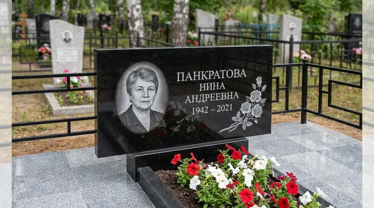 Памятник с гравировкой роз — выполненная работа «Панкратова» в Волгограде
