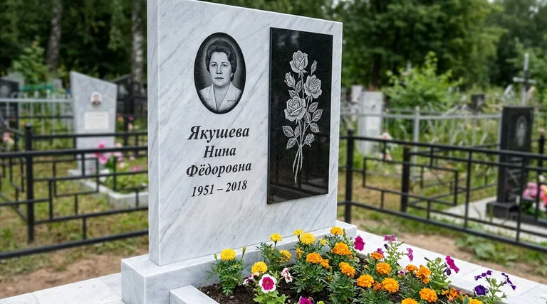 Памятник с гравировкой роз — выполненная работа «Якушева» в Волгограде