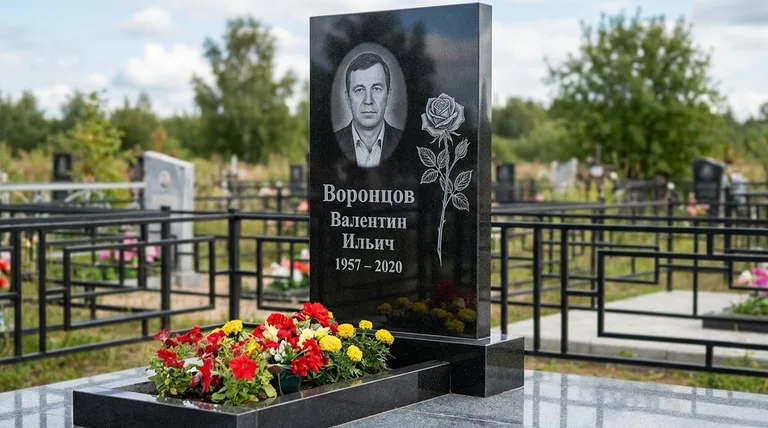 Памятник с гравировкой роз — выполненная работа «Воронцов» в Волгограде