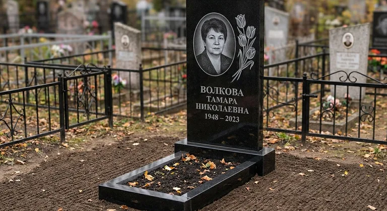 Памятник с гравировкой тюльпанов — выполненная работа «Волкова» в Волгограде