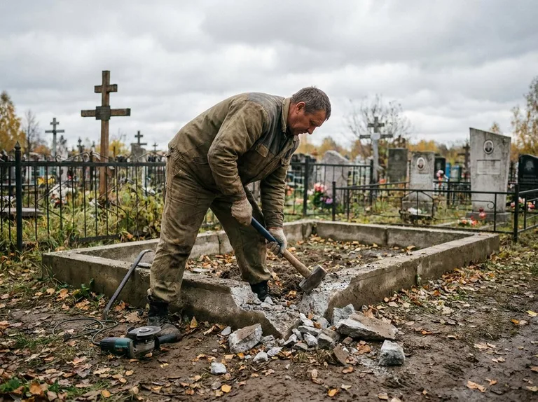 Демонтаж цветника на могиле в Волгограде