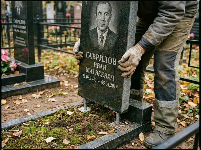 Демонтаж гранитного памятника (стелы) с могилы в Волгограде