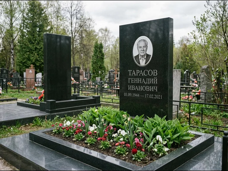 Керамический портрет на габбро-диабазе в Волгограде