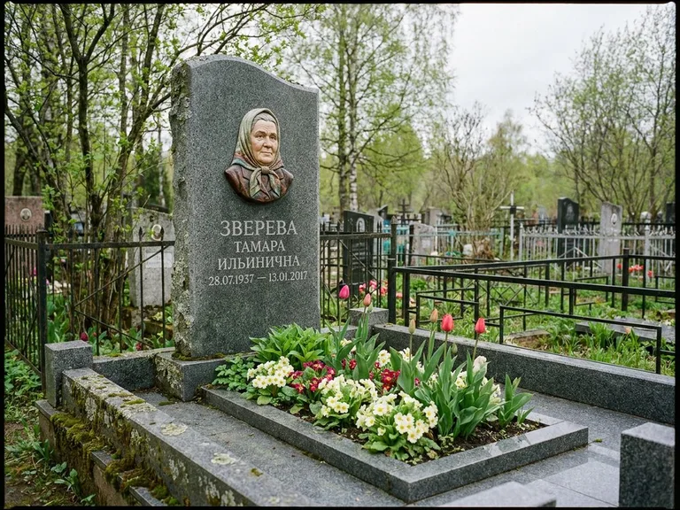 Керамический портрет на летнем кладбище в Волгограде