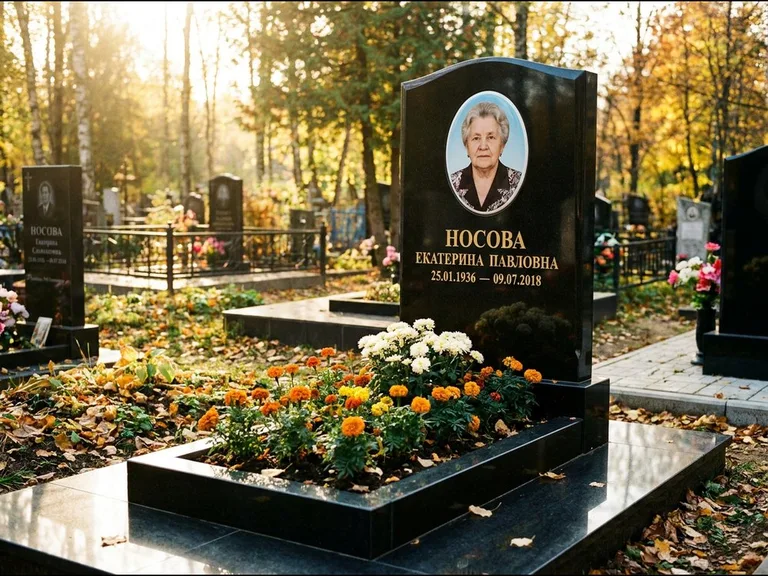 Керамический портрет мужчины на чёрном граните в Волгограде