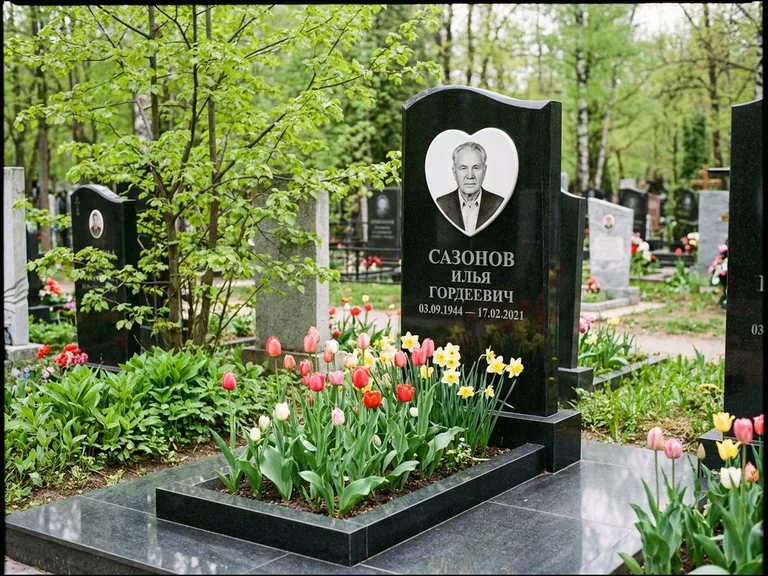 Цветной керамический портрет на памятнике в Волгограде