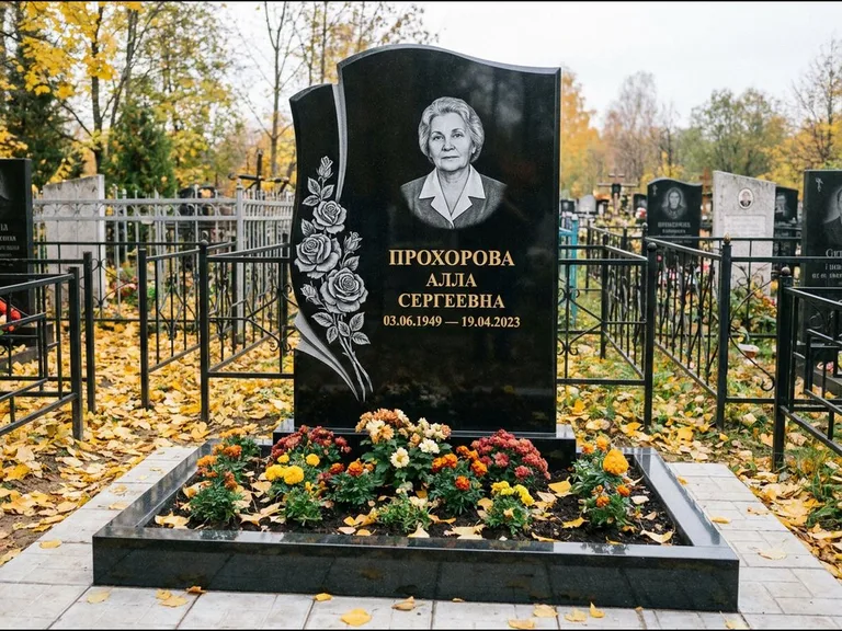 Гравировка портрета на чёрном граните — выполненная работа 20 в Волгограде