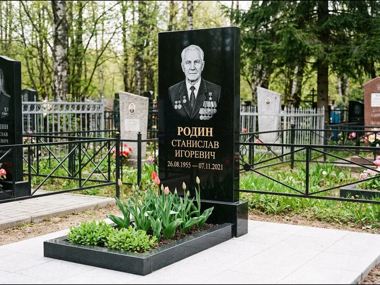 Гравировка портрета на чёрном граните — выполненная работа 21 в Волгограде