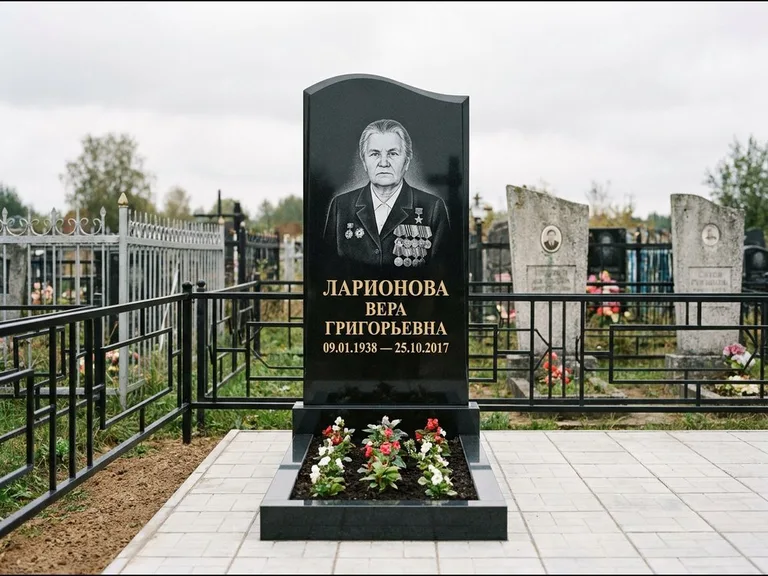 Гравировка портрета на чёрном граните — выполненная работа 28 в Волгограде