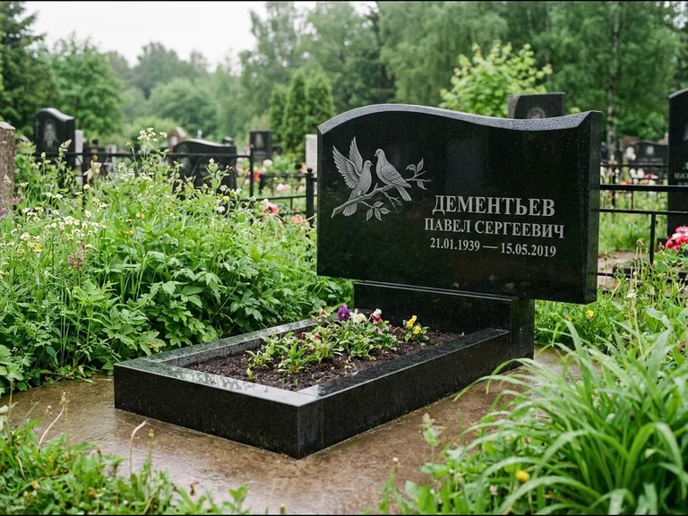 Памятник с гравировкой голубей — гравировка голубей, работа «Дементьев» в Волгограде