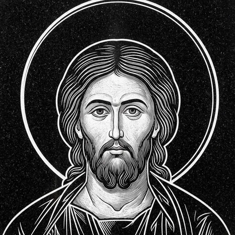 Эскиз иконы: Архангел Михаил — воинам и мужчинам, гравировка на памятник в Волгограде