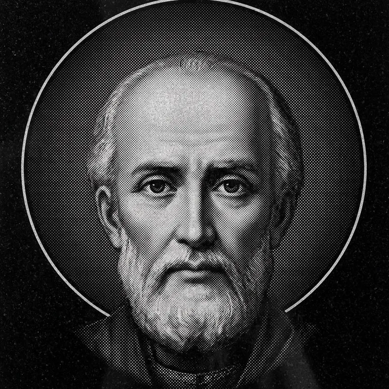 Эскиз иконы: Николай Чудотворец (полутон) — объёмный лик святителя, гравировка на памятник в Волгограде