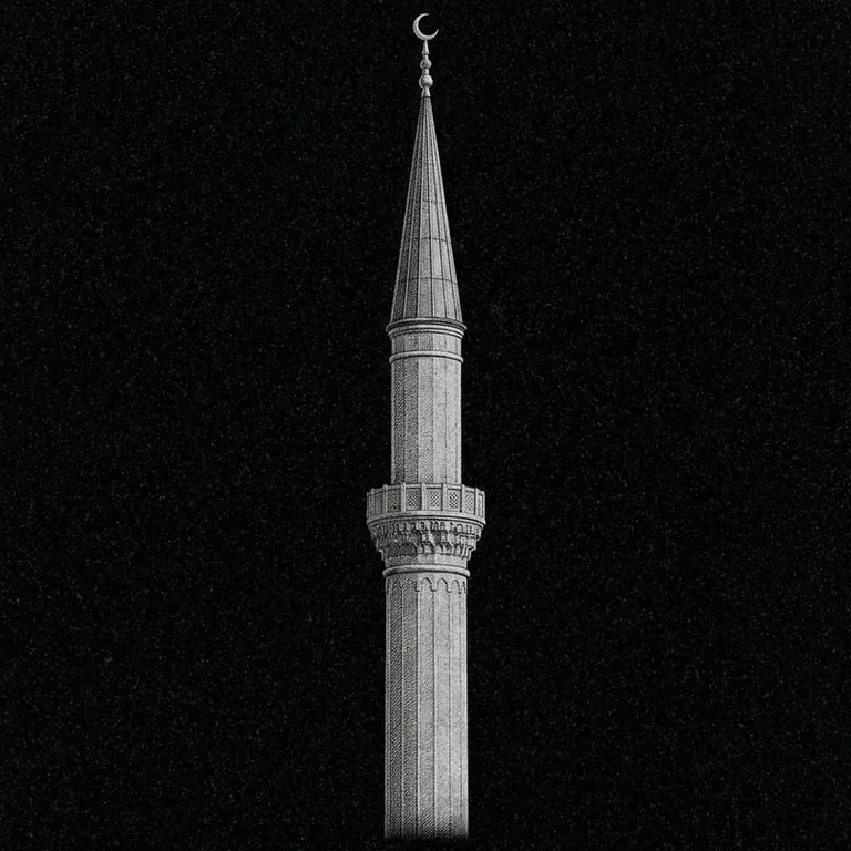 Эскиз: Минарет (фотореализм) — одиночный минарет с полумесяцем в Волгограде