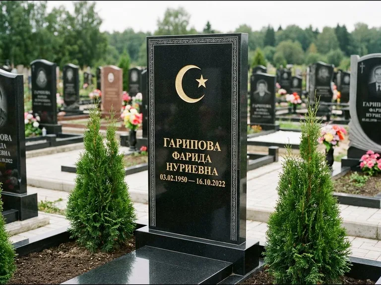 Памятник с гравировкой полумесяца — гравировка полумесяца, работа «Гарипова» в Волгограде