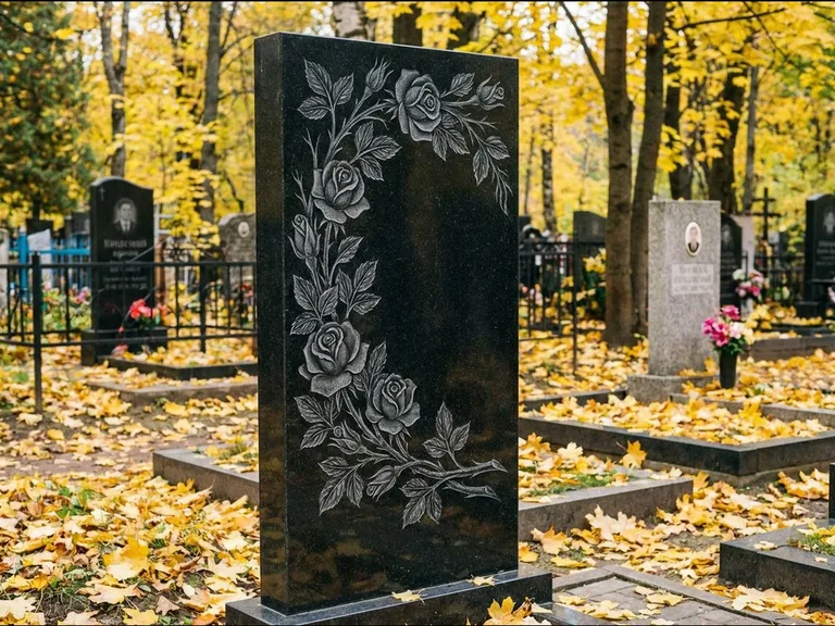 Цветы и орнамент — гравировка с выездом на кладбище в Волгограде