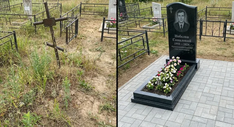 Памятник под ключ: запущенная могила до и ухоженный мемориал после в Волгограде