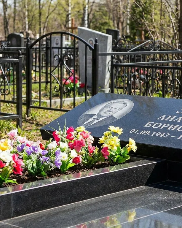 Премиум памятник под ключ с мощением и оградой в Волгограде