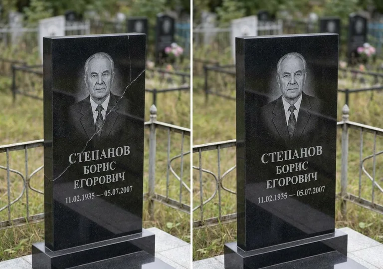 Восстановление надписи и портрета на памятнике: до и после в Волгограде