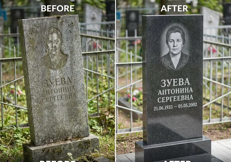 Восстановление сколов кромки гранита: до и после в Волгограде