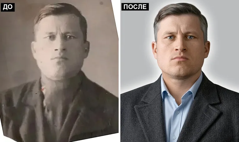Ретушь фото на памятник — замена одежды: до и после в Волгограде