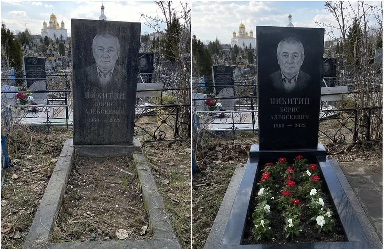 Диптих №3: покраска оградки и прополка цветника с тюльпанами — до и после в Волгограде