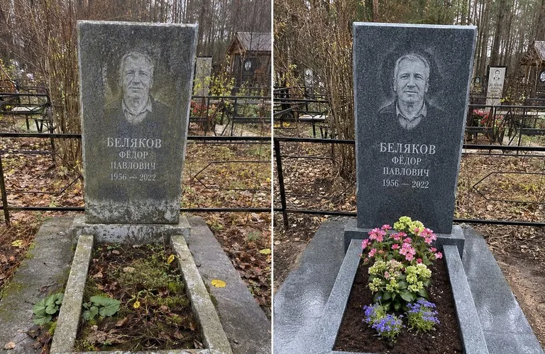 Диптих №19: мойка вертикального гранита — снят чёрный налёт с обратной стороны стелы в Волгограде