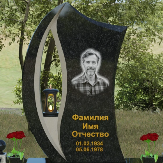 Гранитный памятник с каплевидным отверстием, гранит Габбро-диабаз