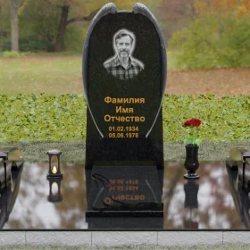Гранитный вертикальный памятник на одну могилу - П161