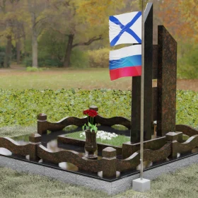 Комбинированный вертикальный памятник на одного - П186