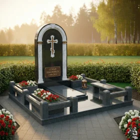 Элитный комбинированный памятник-склеп - ПН168
