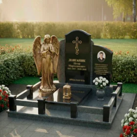 Православный комбинированный памятник с крестом - ПН193