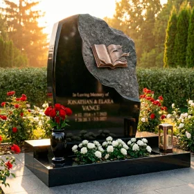 Элитный светский комбинированный памятник на двоих - ПН195