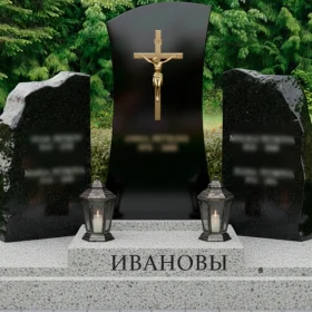 Гранитный Вертикальный Православный мемориальный комплекс на двоих - ПН212