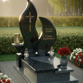 Вертикальный православный гранитный мемориальный комплекс - ПН239