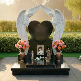 Элитный вертикальный памятник из нескольких материалов - ПН270